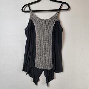 Amadi Mesh Contrast Sleeveless Top Women Medium Black Gray